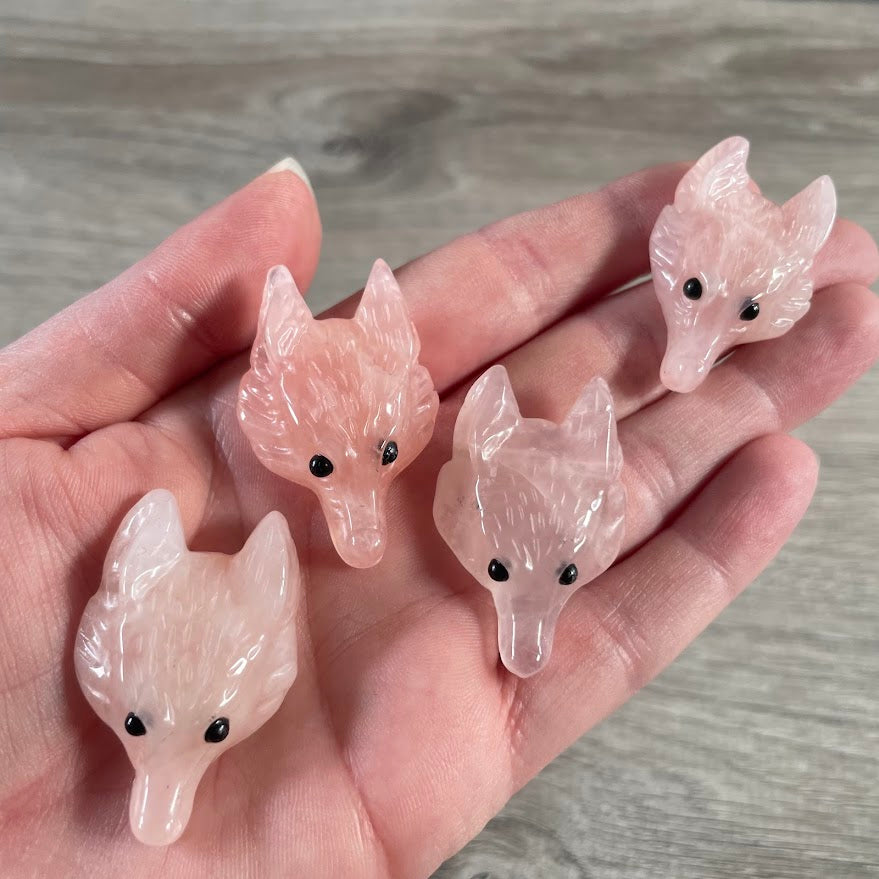 Fox head crystal rose quartz pendants wholesale