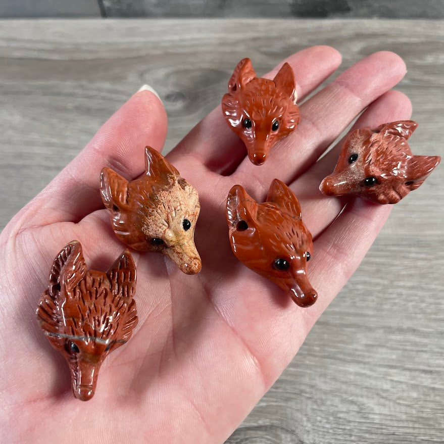 Red Jasper carved fox head figurine style pendants wholesale