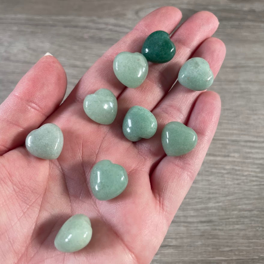 aventurine miniature heart gemstone carvings