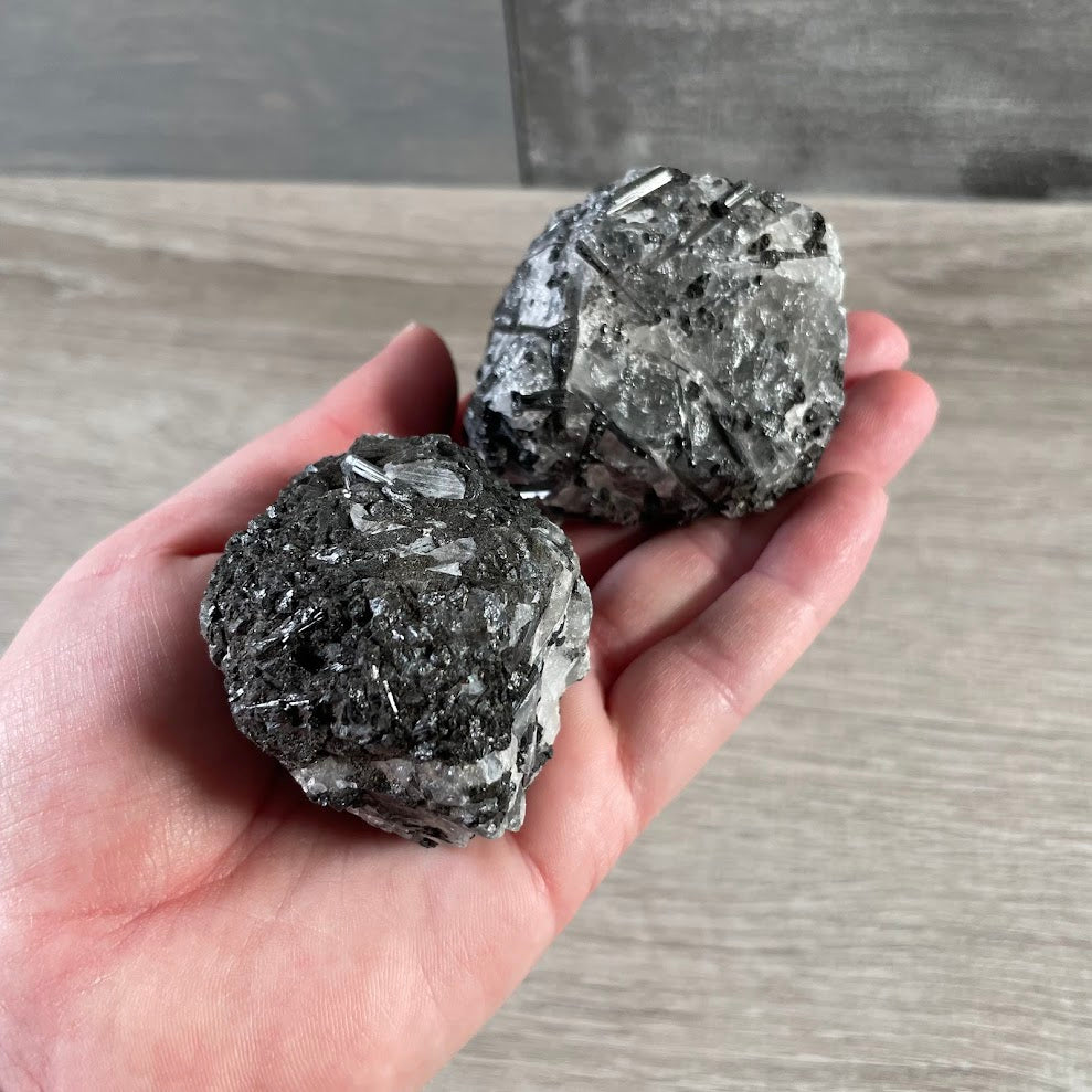 Natural tourmalinated quartz crystal rough stone rock shop supply