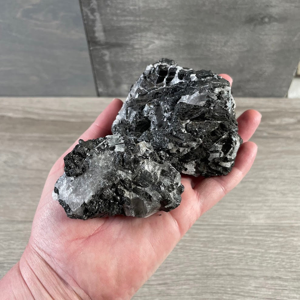 Tourmalinated quartz raw chunk with black tourmaline inclusions wholesale