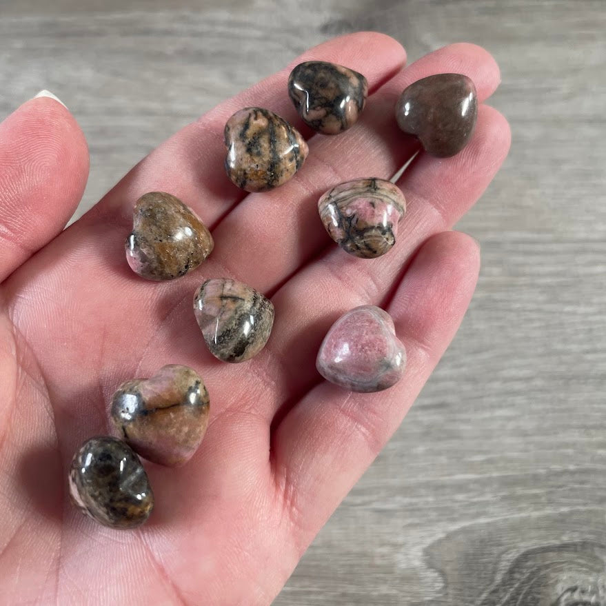 rhodonite pocket hearts for rock shops