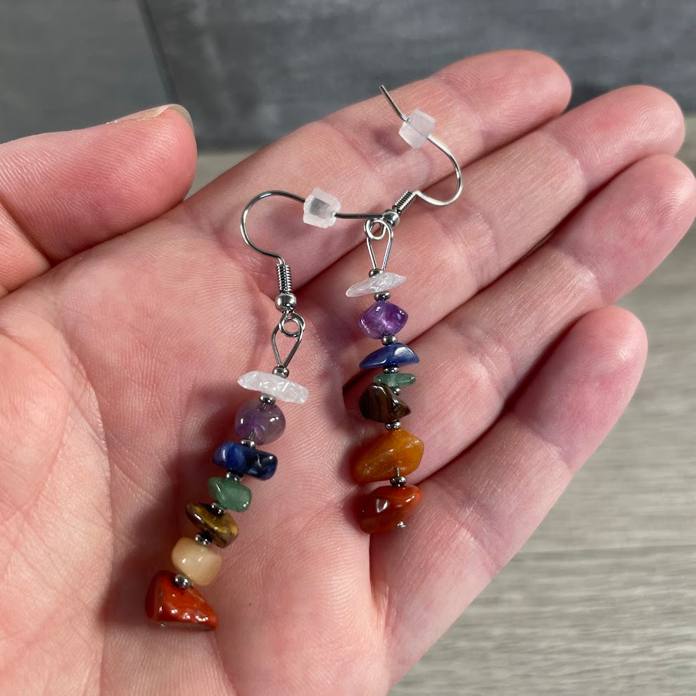 Gemstone Chip Dangle Earrings | Wholesale Crystal Jewelry