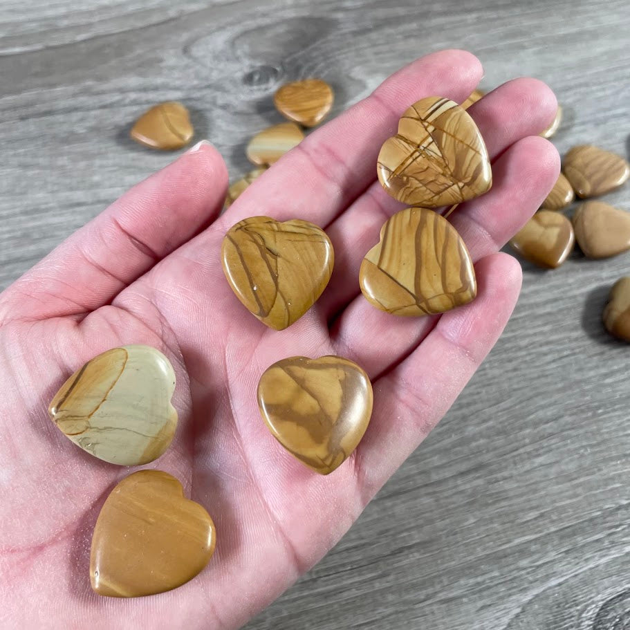 Gemstone Flat Heart Carvings 1-Inch  – Bulk Crystal Hearts