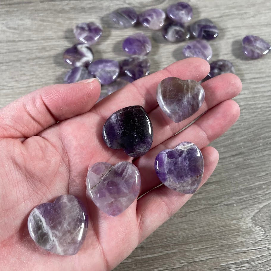 Gemstone Flat Heart Carvings 1-Inch  – Bulk Crystal Hearts