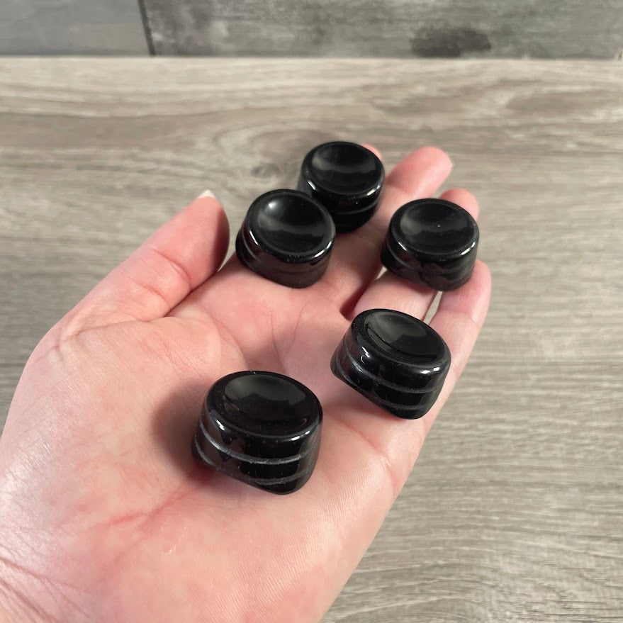 Obsidian crystal shop display stand 