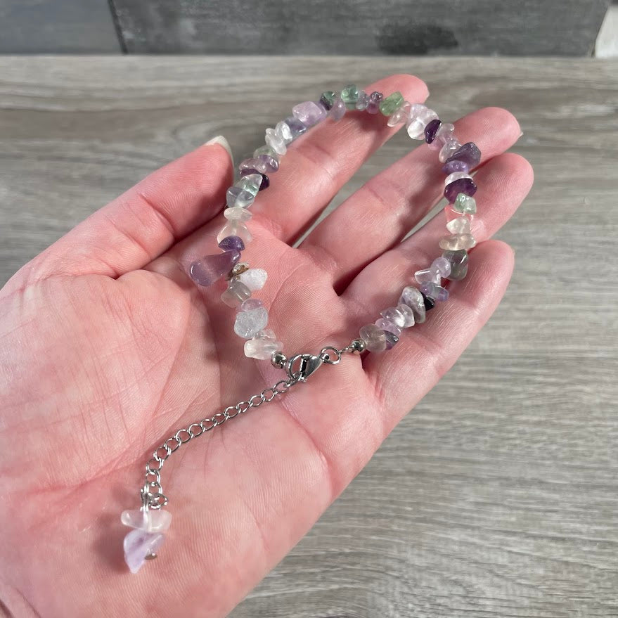 Fluorite wholesale boho crystal anklet bracelet combo