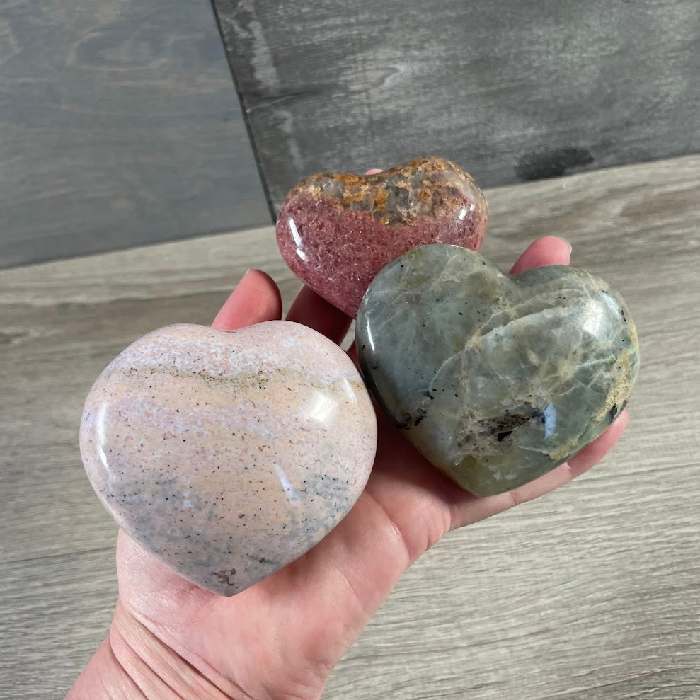 Crystal Hearts by the Ounce | Bulk Polished Gemstone Hearts for Wholesale