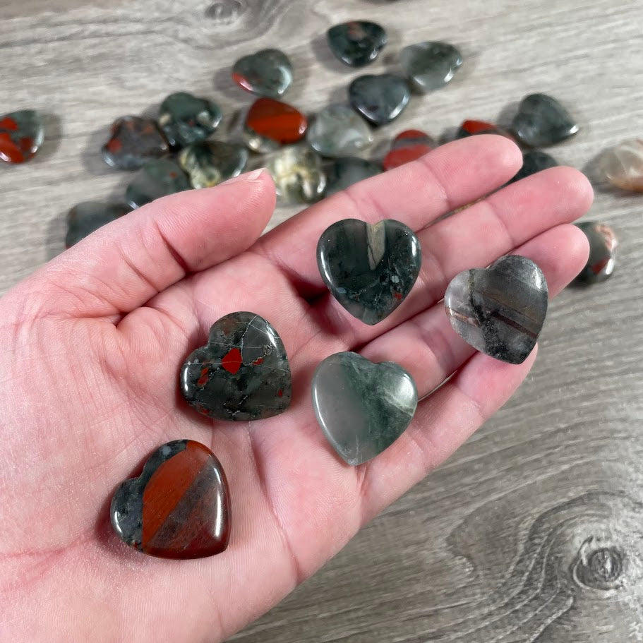 Gemstone Flat Heart Carvings 1-Inch  – Bulk Crystal Hearts