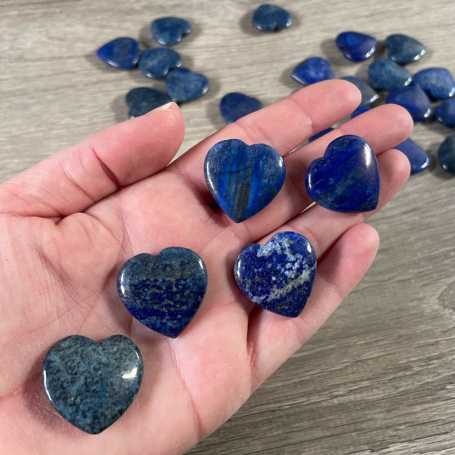 Gemstone Flat Heart Carvings 1-Inch  – Bulk Crystal Hearts