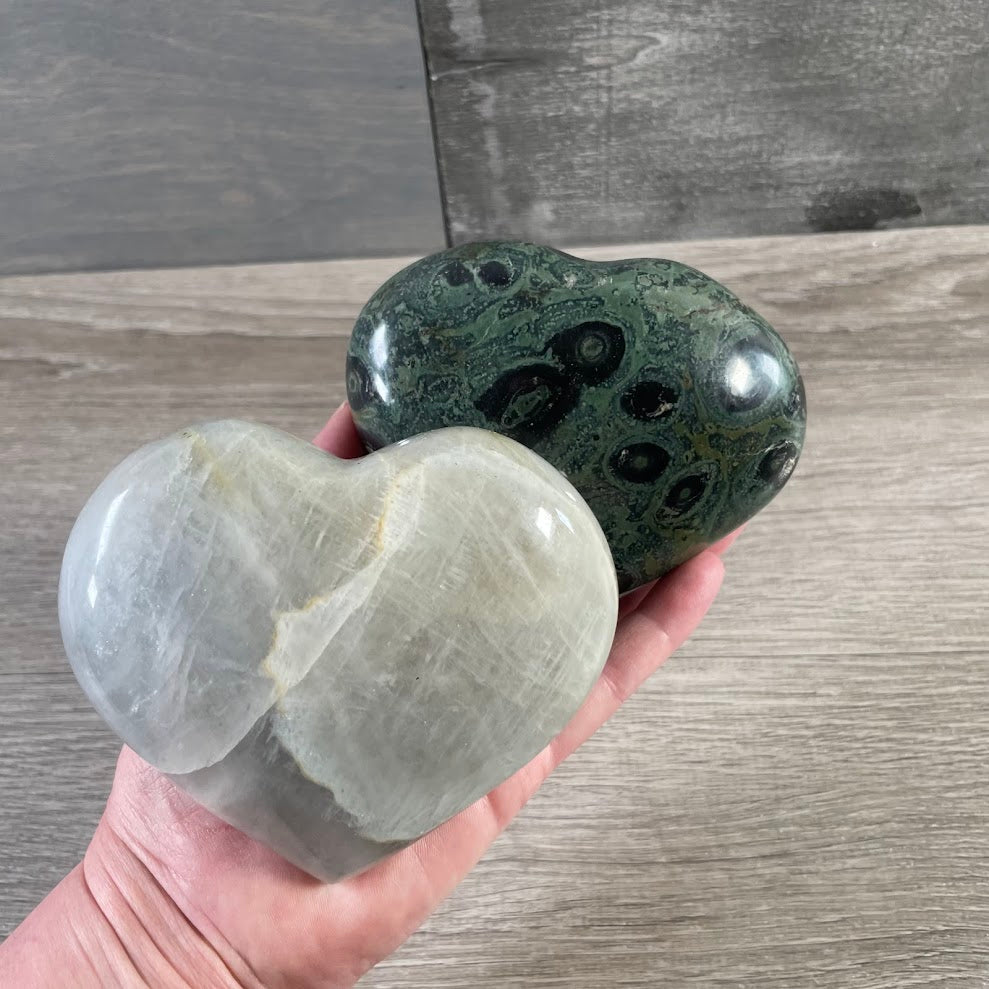 Assorted gemstone heart carvings for crystal shops and gift stores