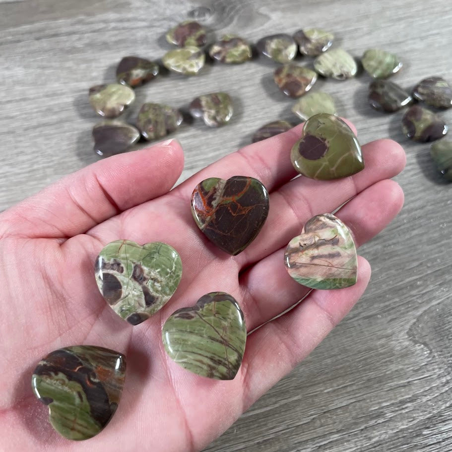 Gemstone Flat Heart Carvings 1-Inch  – Bulk Crystal Hearts