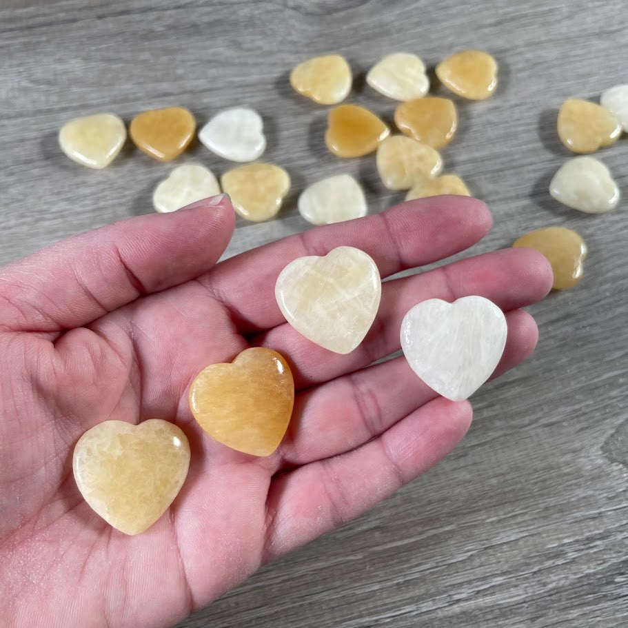 Gemstone Flat Heart Carvings 1-Inch  – Bulk Crystal Hearts