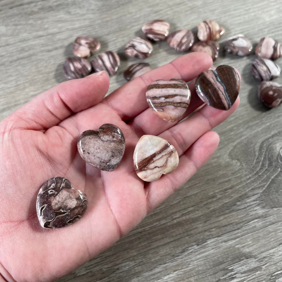 Gemstone Flat Heart Carvings 1-Inch  – Bulk Crystal Hearts