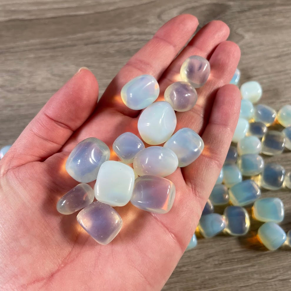 One pound bulk bag of polished opalite tumbled stones bulk wholesale