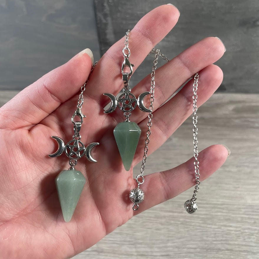 Aventurine Triple Moon gemstone pendulum for divination and energy work