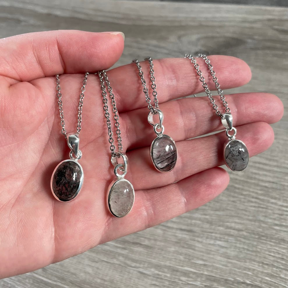 Sterling Silver Oval Gemstone Pendants - Assorted Crystal Jewelry Wholesale