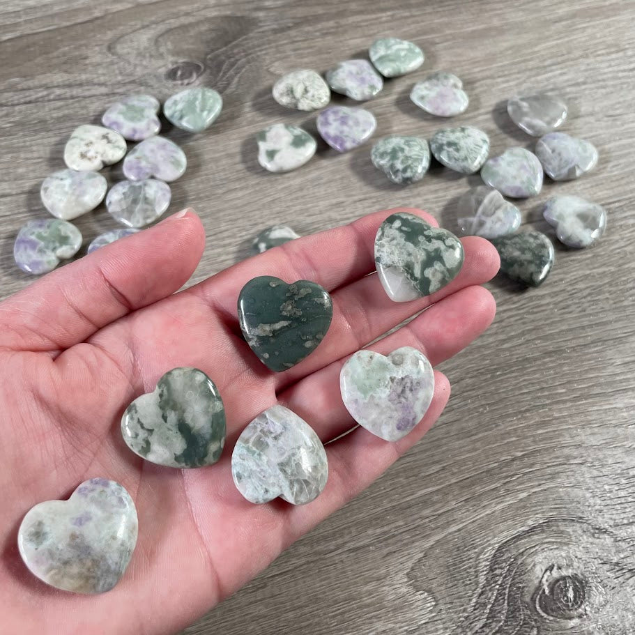 Gemstone Flat Heart Carvings 1-Inch  – Bulk Crystal Hearts