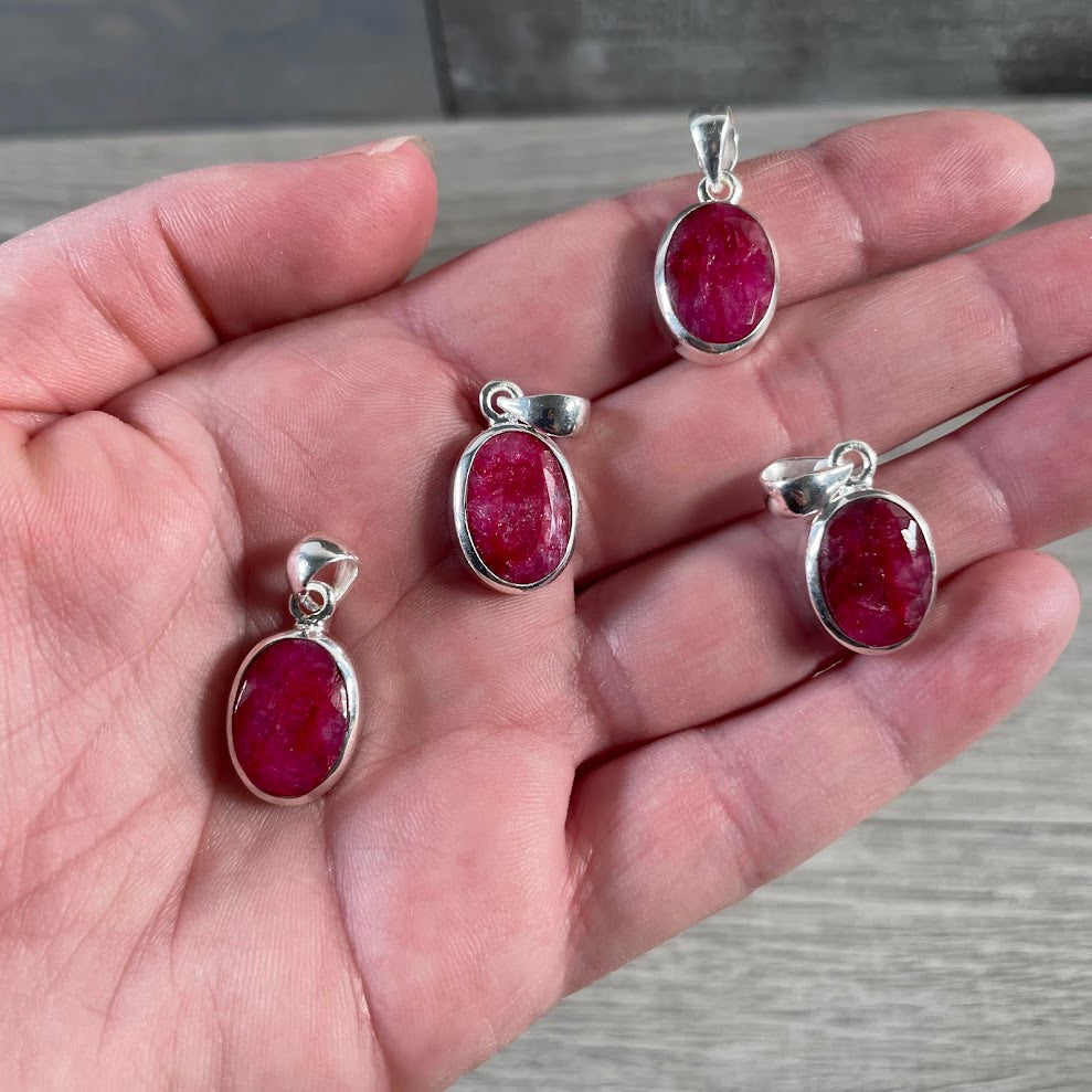 Sterling Silver Oval Gemstone Pendants - Assorted Crystal Jewelry Wholesale