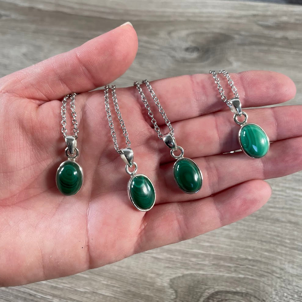 malachite wholesale jewelry sterling silver pendant wholesale with stainless steel chain with stainless steel chain