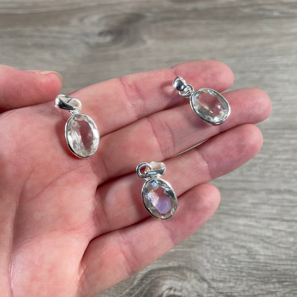 clear quartz wholesale sterling silver gemstone jewelry pendants