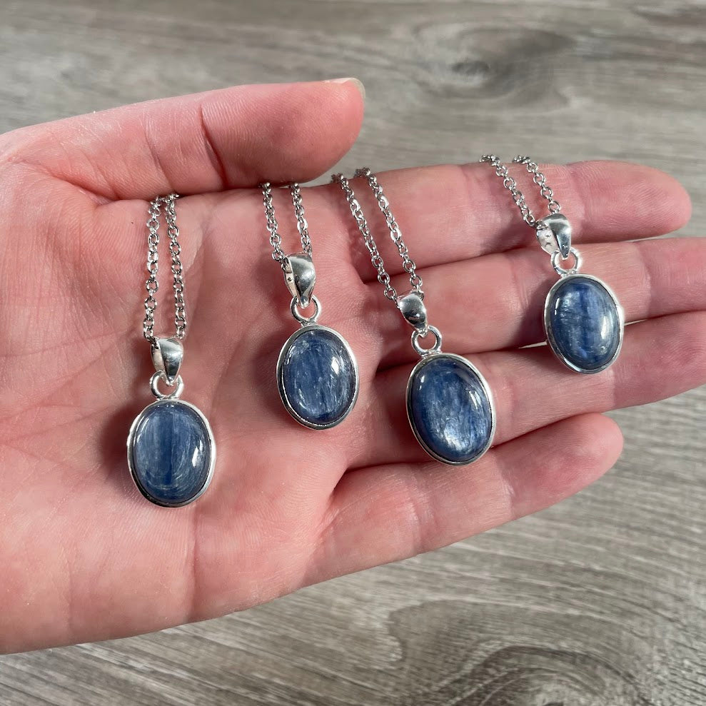 kyanite sterling silver crystal pendants for gift shop jewelry with stainless steel chain