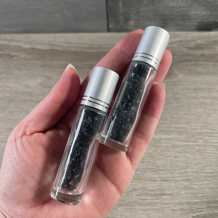black obsidian in glass roller bottles for essential oils wholelsale 