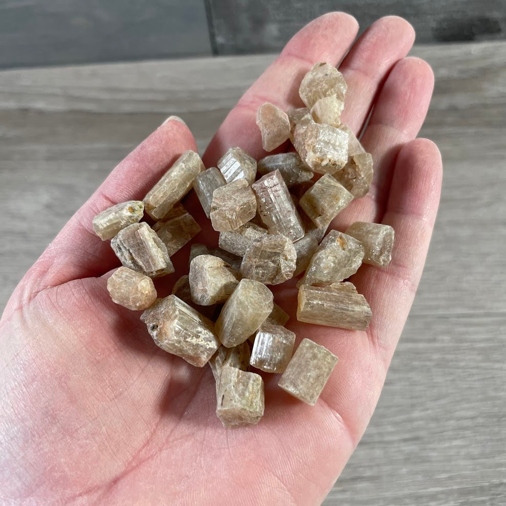 Natural yellow apatite stones for metaphysical shops and crystal displays