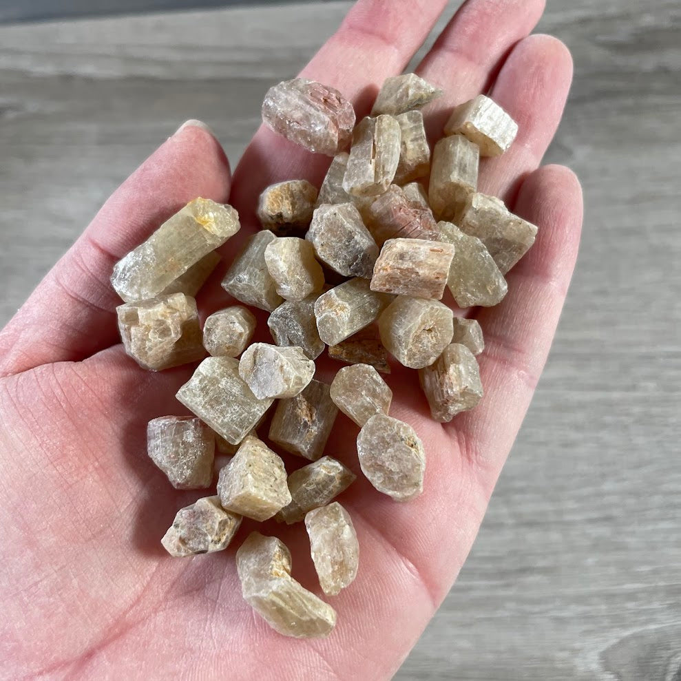 Golden yellow apatite chunks for chakra crystals, meditation, and energy work