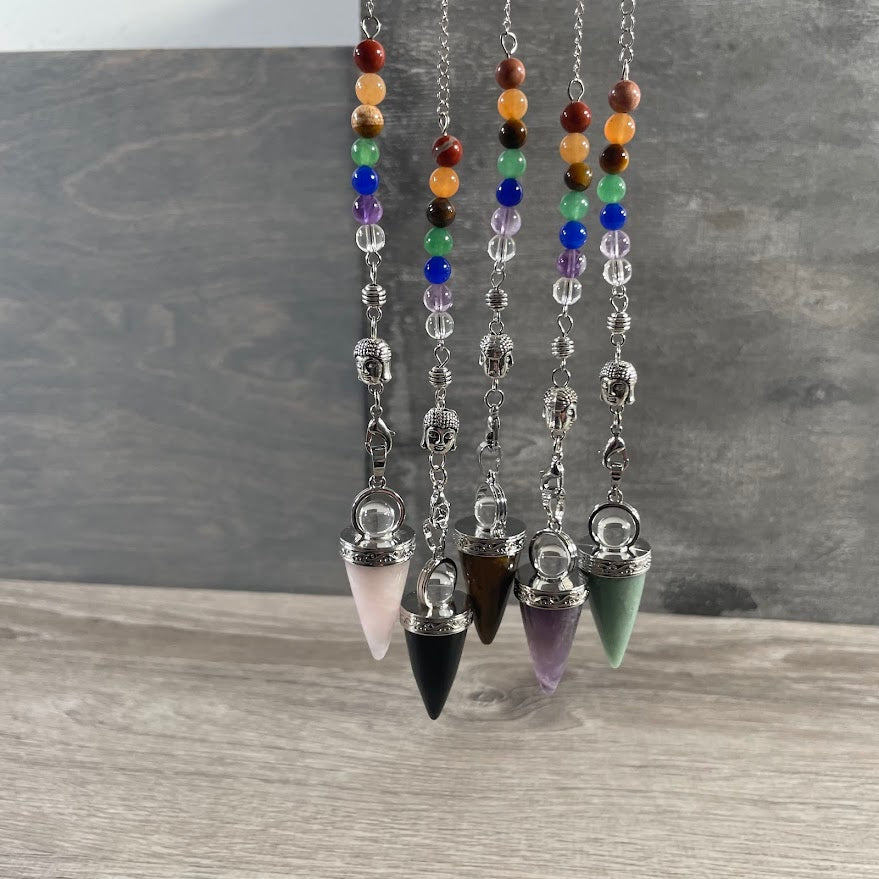 Wholesale crystal pendulum assortment with chakra stones and Ohm charm