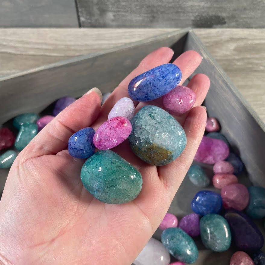 Colorful crackle quartz tumbled crystals wholesale