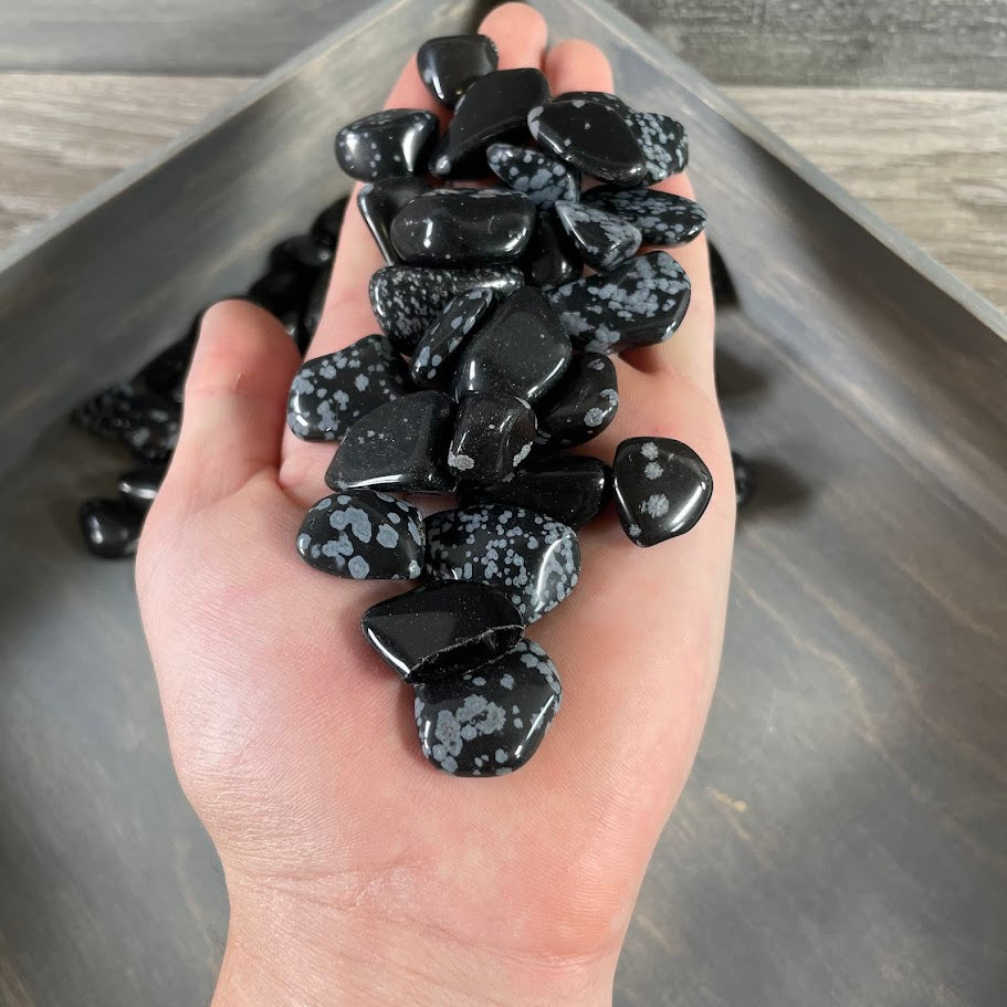 Wholesale tumbled snowflake obsidian stones bulk 1 pound lot