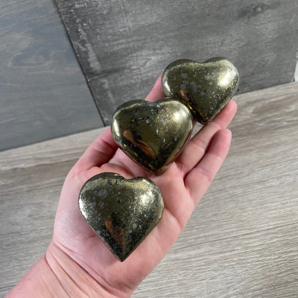 Pyrite Heart Crystals | Wholesale Polished Gemstone Hearts for Gift & Crystal Shops