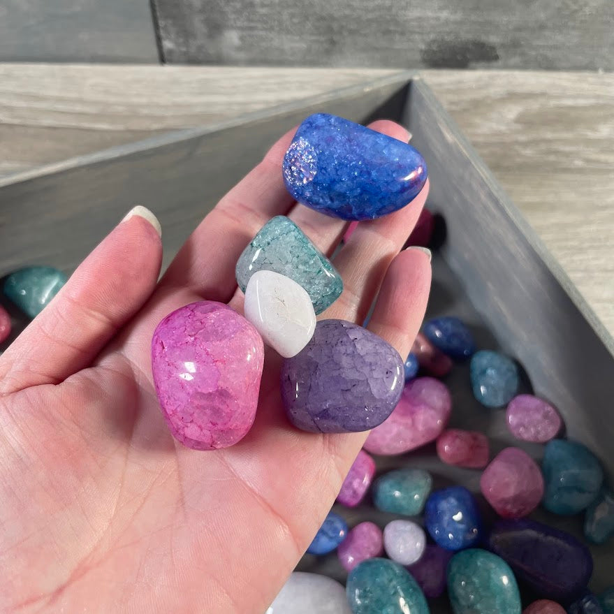 Mixed color crackle quartz tumbled stones for crystal shops