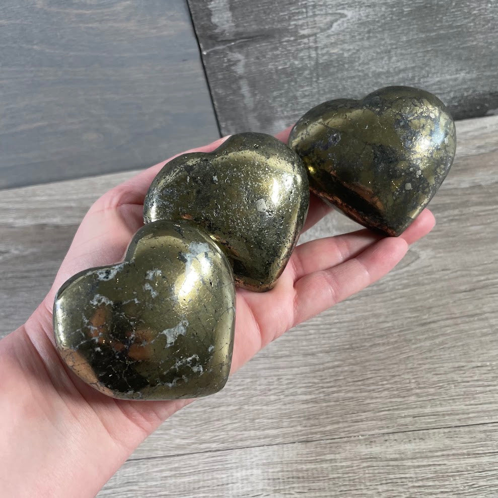 Pyrite Heart Crystals | Wholesale Polished Gemstone Hearts for Gift & Crystal Shops
