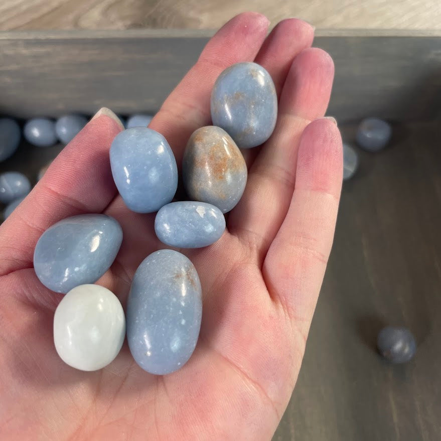Angelite tumbled gemstones wholesale lot