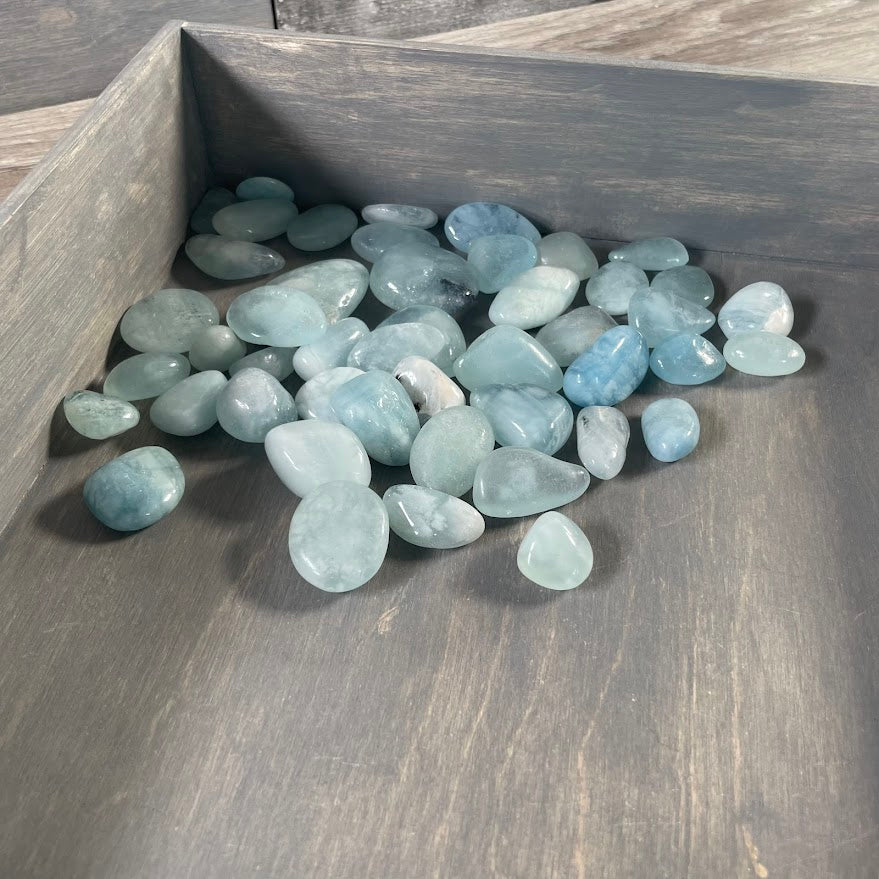 bulk polished aquamarine crystals