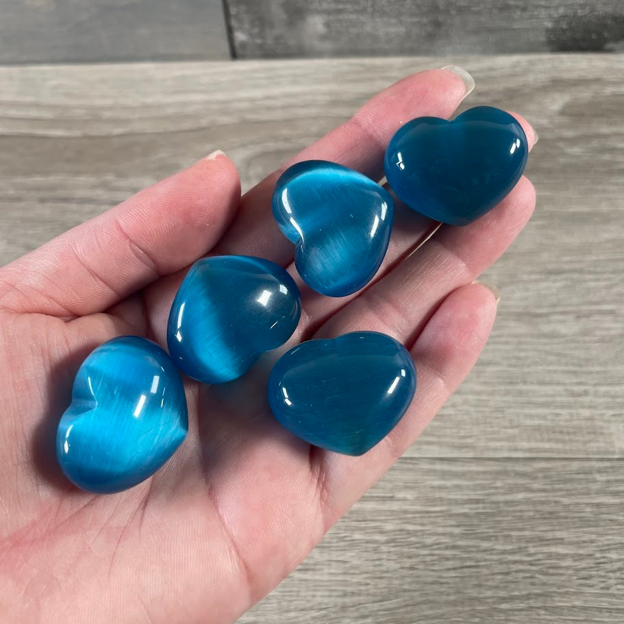 Blue puffy wholesale crystal hearts