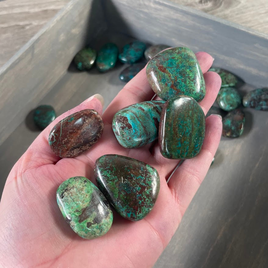 Polished Chrysocolla oval gemstones bulk lot