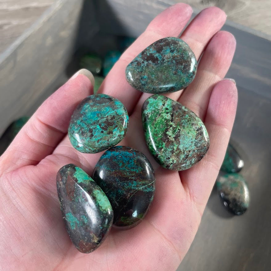 Flat oval Chrysocolla crystals for crafting and resale