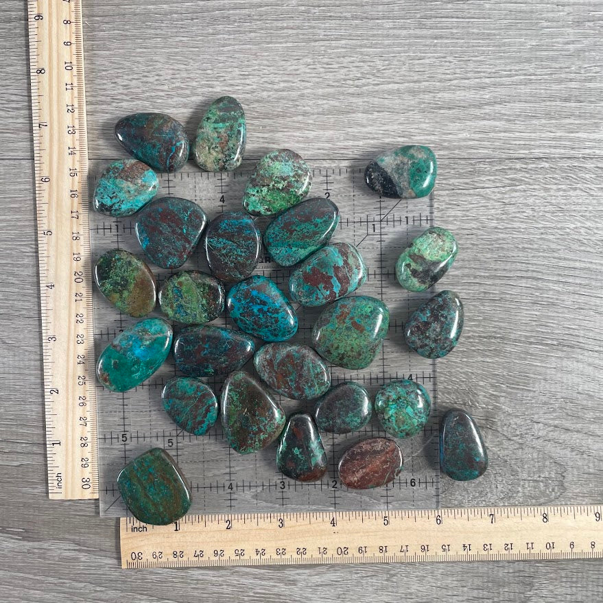 Chrysocolla Tumbled Flat Oval Stones – Bulk 1 LB | Wholesale