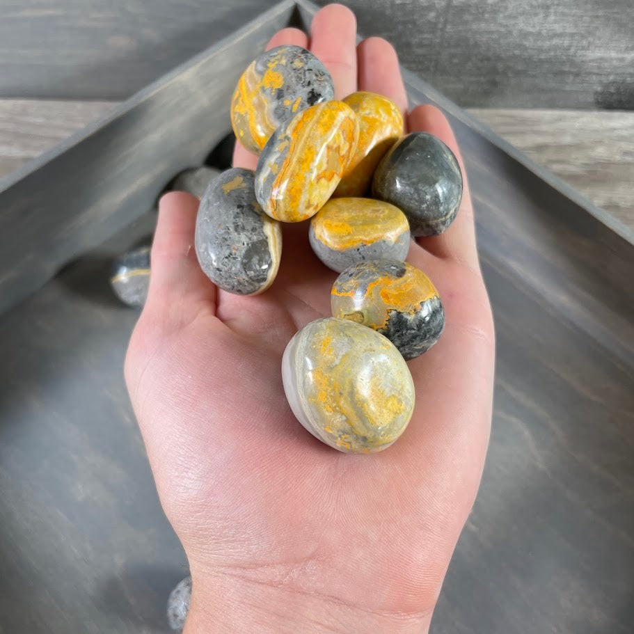 Bulk lot of Bumblebee Jasper tumbled crystals for resale