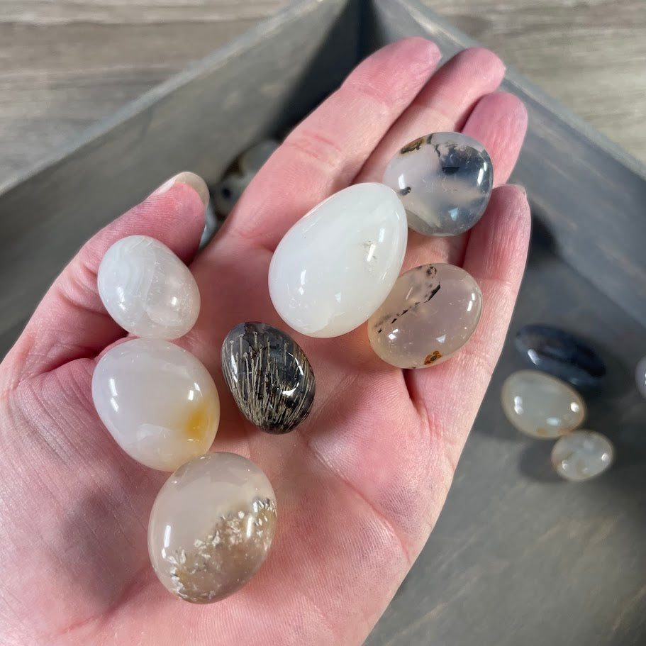 Dendritic Agate tumbled stones wholesale 1 LB bulk lot