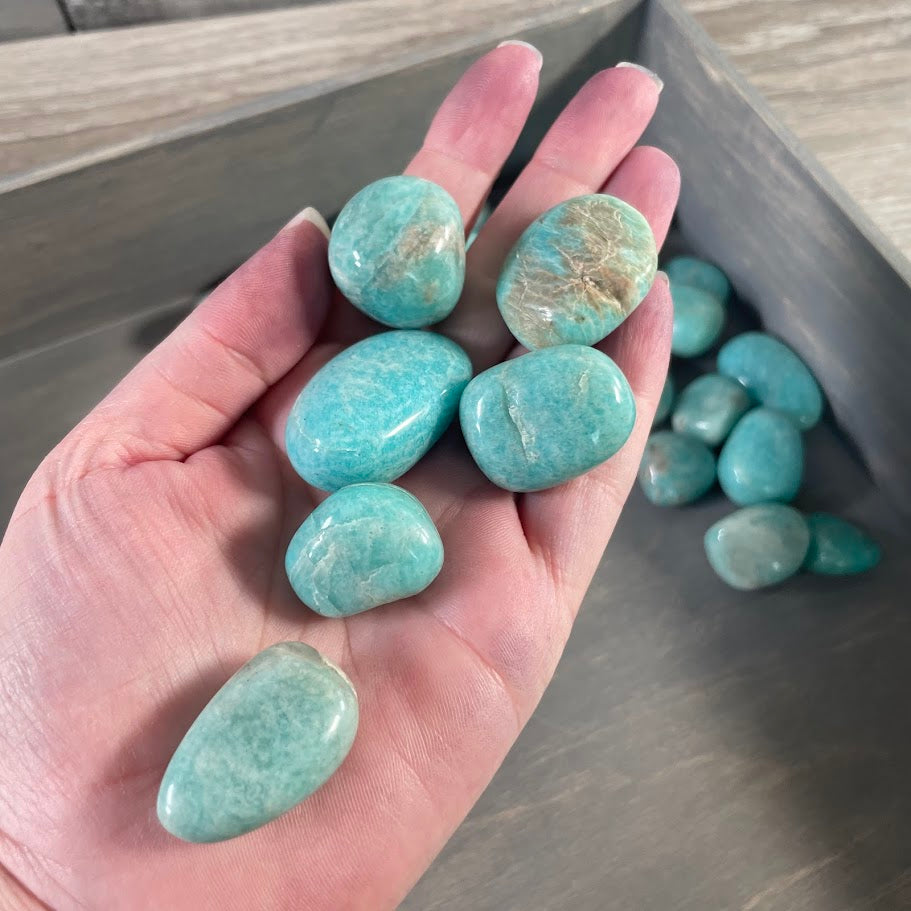 Amazonite tumbled gemstones wholesale aqua green crystals