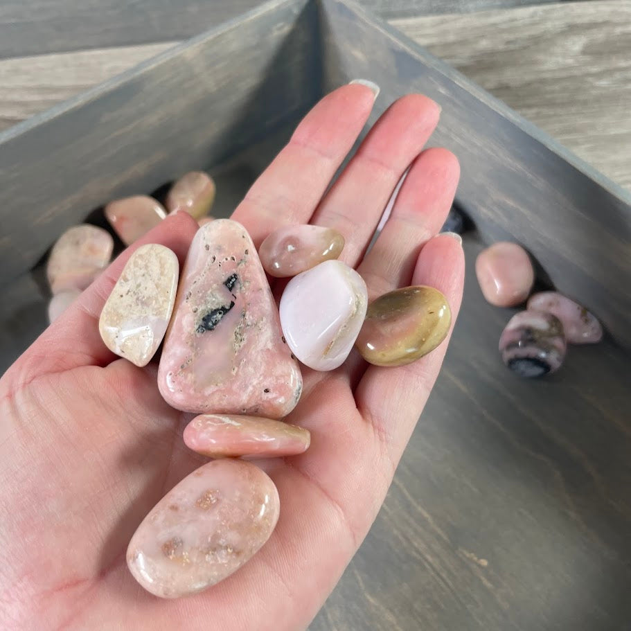 Pink opal tumbled crystal shop supply  