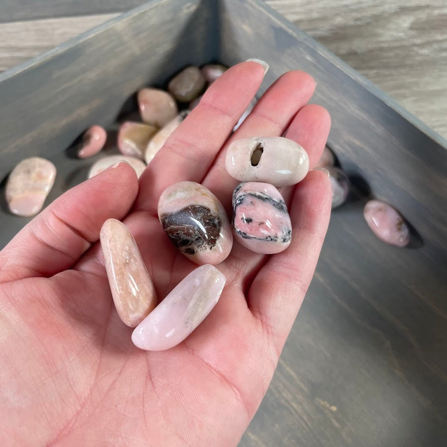 Half-pound (8 oz) bulk bag of natural Pink Opal tumbled stones