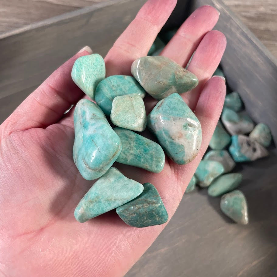 Amazonite tumbled stones bulk wholesale crystals 1 lb