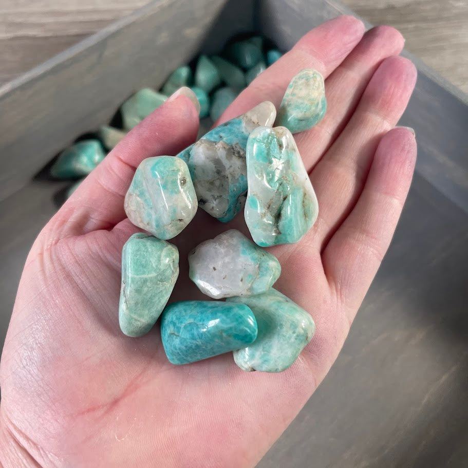 Natural amazonite gemstones for shops and makers