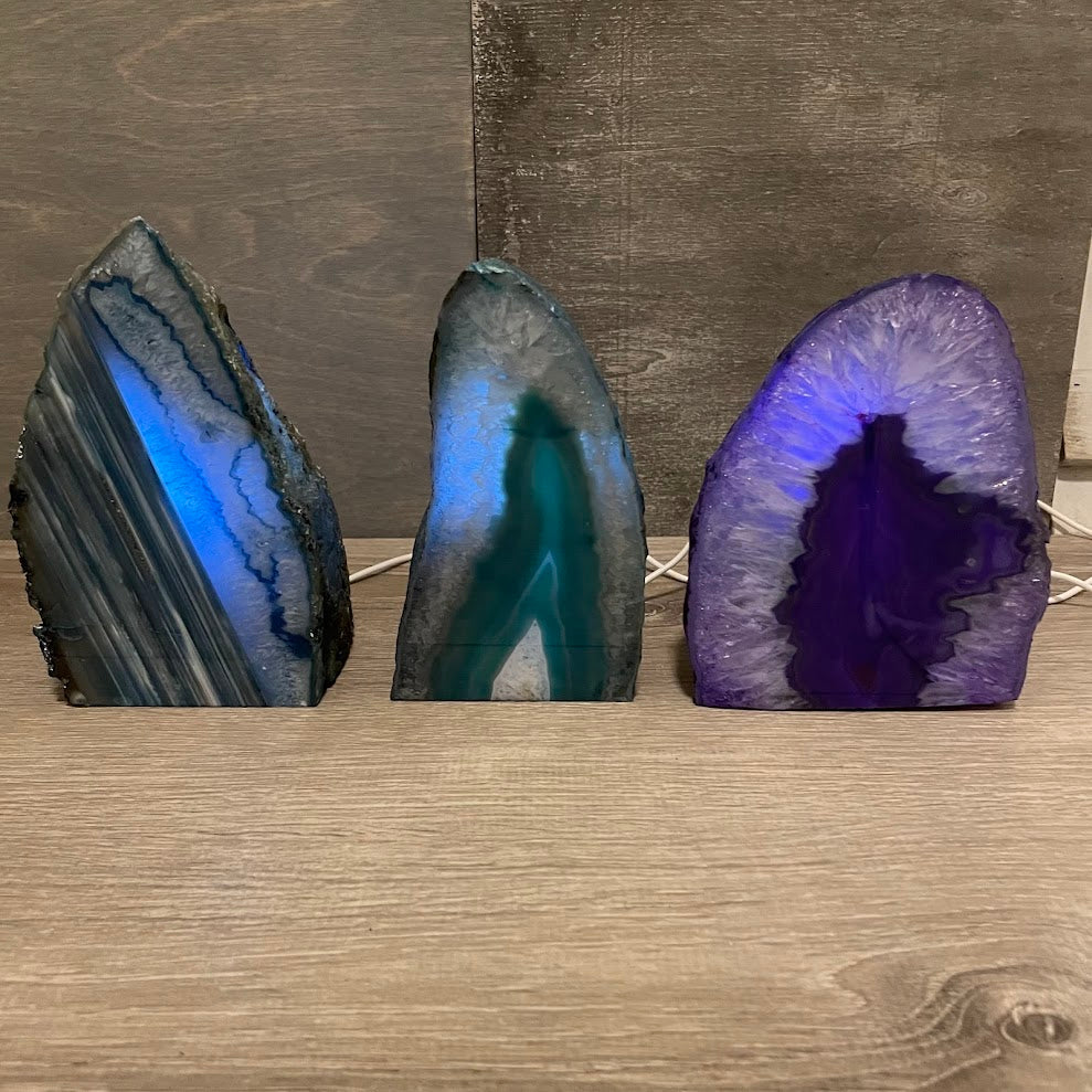 Crystal gemstone lamp for altar, shelf, or bedside decor for rock shops