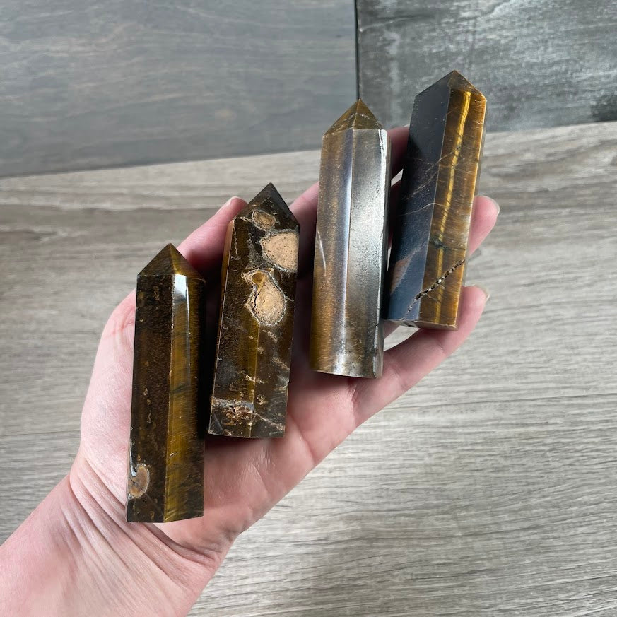 medium crystal obelisk healing stone tower tiger eye
